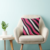 ピンクと黒のゼブラストライプ クッション (椅子)