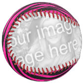 ピンクと黒のゼブラ印刷で自分の写真を追加 ソフトボール (正面左)