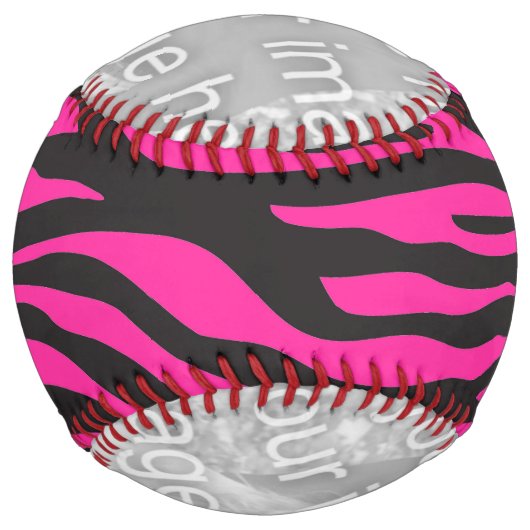 ピンクと黒のゼブラ印刷で自分の写真を追加 ソフトボール (裏面)