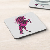 ピンクと黒のゼブラ印刷ユニコーン コースター (左側)