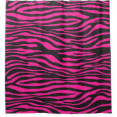 ピンクと黒のゼブラ印刷 シャワーカーテン (正面)