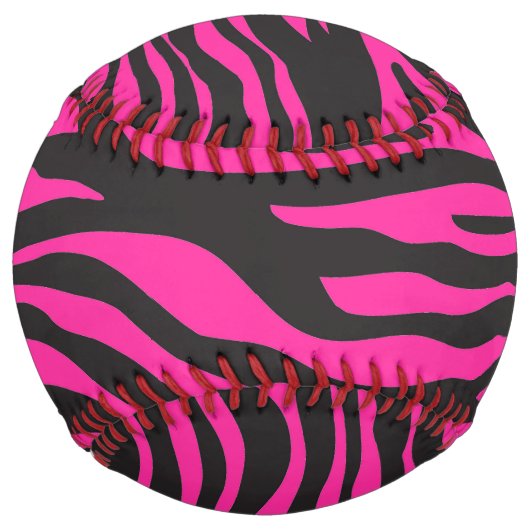 ピンクと黒のゼブラ印刷 ソフトボール (正面)