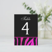ピンクと黒のゼブラ結婚のテーブル番号カード ポストカード (スタンド正面)