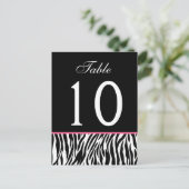 ピンクと黒のゼブラ結婚のテーブル番号カード ポストカード (スタンド正面)