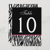 ピンクと黒のゼブラ結婚のテーブル番号カード ポストカード (正面/裏面)