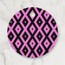 ピンクと黒のダイヤモンドパターン フェイバータグ