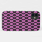 ピンクと黒のダイヤモンドパターン Case-Mate iPhoneケース (裏面(横))