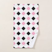 ピンクと黒のダイヤモンド バスタオルセット (ハンドタオル)