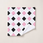 ピンクと黒のダイヤモンド バスタオルセット (ウォッシュタオル)