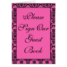 ピンクと黒のダマスクのテーブル番号カード