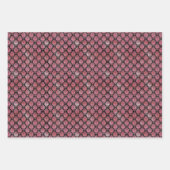 ピンクと黒のダマスクのパターン ラッピングペーパーシート (正面3)