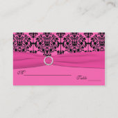 ピンクと黒のダマスクのプレイスカード プレイスカード (裏面)