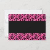 ピンクと黒のダマスクの応答カード 出欠カード (裏面)