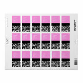 ピンクと黒のダマスクの渦巻き住所 シール (フルシート)