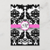 ピンクと黒のダマスクの渦巻き旋回の保護カード エンクロージャーカード (裏面)