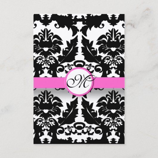 ピンクと黒のダマスクの渦巻き旋回の保護カード エンクロージャーカード (裏面)