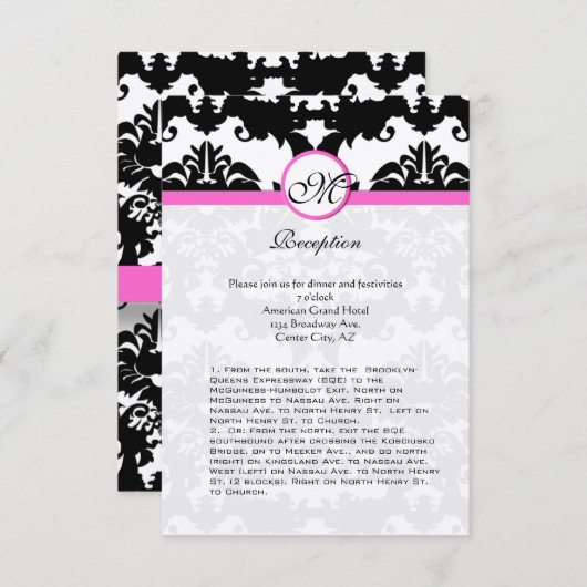 ピンクと黒のダマスクの渦巻き旋回の保護カード エンクロージャーカード (正面/裏面)