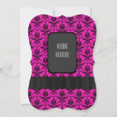 ピンクと黒のダマスクの熱い結婚式 招待状 (裏面)