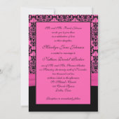 ピンクと黒のダマスクウェディング招待状 招待状 (裏面)
