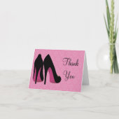 ピンクと黒のダマスクシューズサンキューカード サンキューカード (正面)