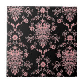 ピンクと黒のダマスクセラミックタイル タイル (正面)