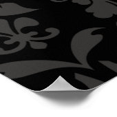 ピンクと黒のダマスクブライダルシャワーフォトフレーム ポスター (角)