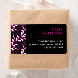 ピンクと黒のダマモダンスエレガントクのパターン ラベル