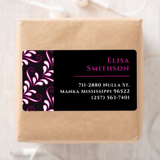 ピンクと黒のダマモダンスエレガントクのパターン ラベル (インサイチュ)