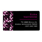 ピンクと黒のダマモダンスエレガントクのパターン ラベル (正面)