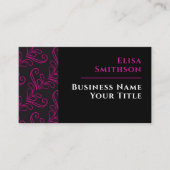 ピンクと黒のダマモダンスエレガントクのパターン 名刺 (正面)