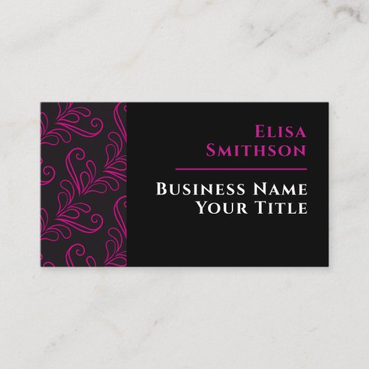 ピンクと黒のダマモダンスエレガントクのパターン 名刺 (正面)