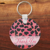ピンクと黒のダルマチアンパターンありがとう キーホルダー (正面)