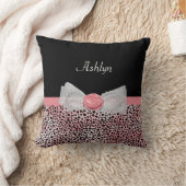 ピンクと黒のチーズプリントかわいい弓の名前 クッション (ブランケット)