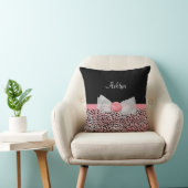 ピンクと黒のチーズプリントかわいい弓の名前 クッション (椅子)