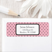 ピンクと黒のドット差出人住所シール ラベル (インサイチュ)