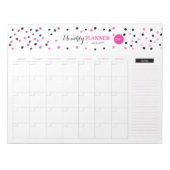 ピンクと黒のドット月次プランナー ノートパッド (正面)