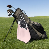 ピンクと黒のドット ゴルフタオル (グリーン)