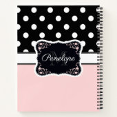ピンクと黒のドット ノートブック (裏面)