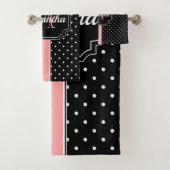 ピンクと黒のドット バスタオルセット (インサイチュ)