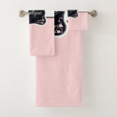 ピンクと黒のドット バスタオルセット (インサイチュ)