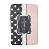 ピンクと黒のドット バスマット (正面縦)