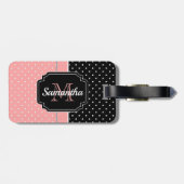 ピンクと黒のドット ラゲッジタグ (裏面横)