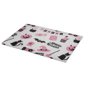ピンクと黒のハロウィーン カッティングボード (角)