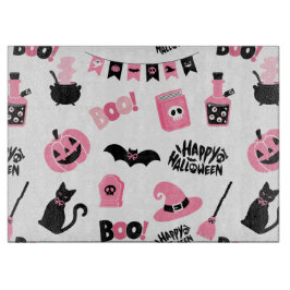 ピンクと黒のハロウィーン カッティングボード