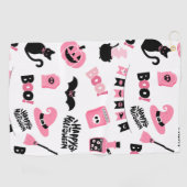 ピンクと黒のハロウィーン ゴルフタオル (横)