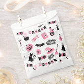 ピンクと黒のハロウィーン フェイバーバッグ (クリップ留めされた状態)