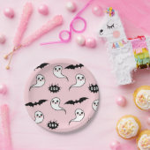 ピンクと黒のハロウィーン ペーパープレート (パーティー)