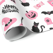 ピンクと黒のハロウィーン ラッピングペーパー (ロールコーナー)