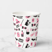 ピンクと黒のハロウィーン 紙コップ (裏面)