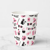 ピンクと黒のハロウィーン 紙コップ (左)